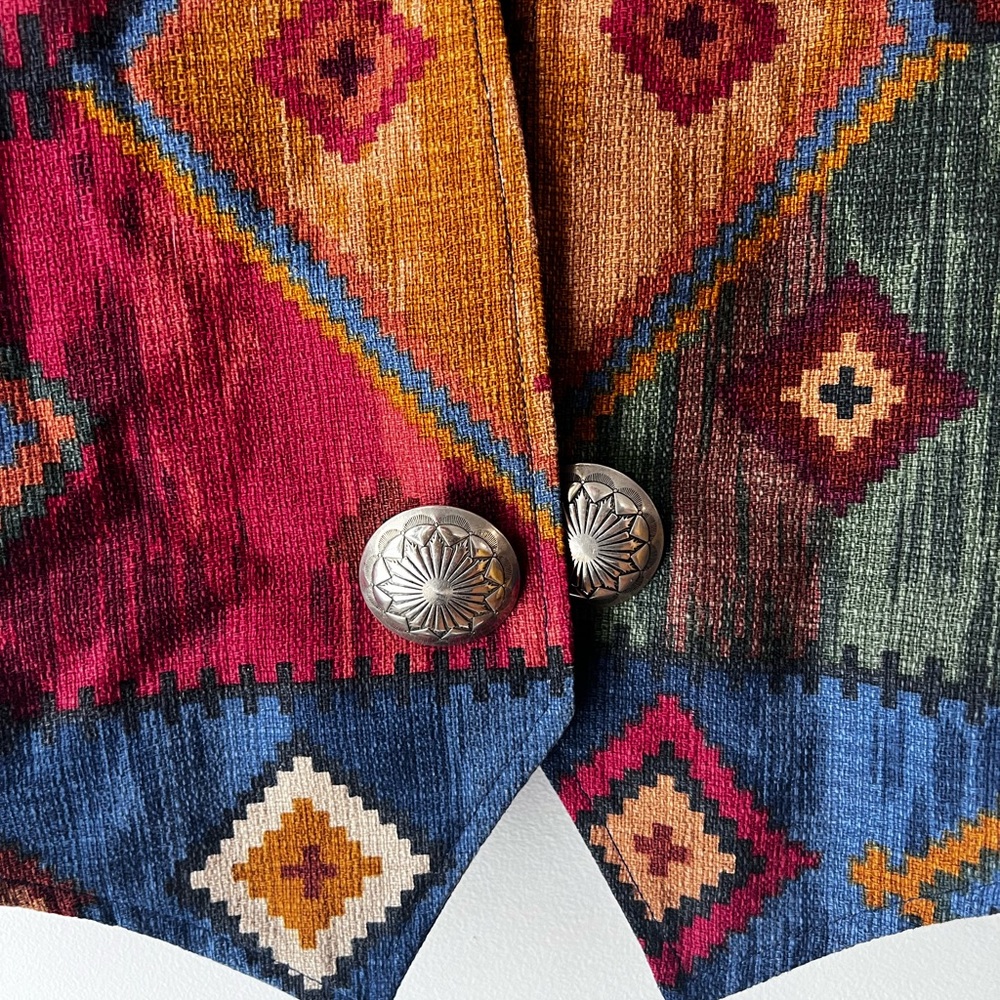 Southwestern Patterned Jacket With Silver Buttons - image 1